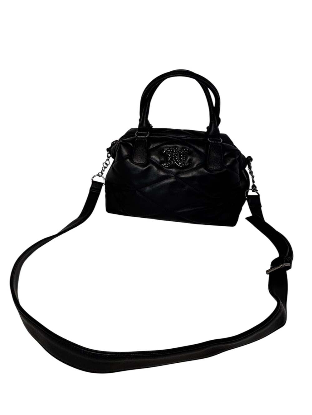 Juicy Couture Black Quilted Brighter Than A Diamond Satchel Crossbody Bag - Picture 5 of 9